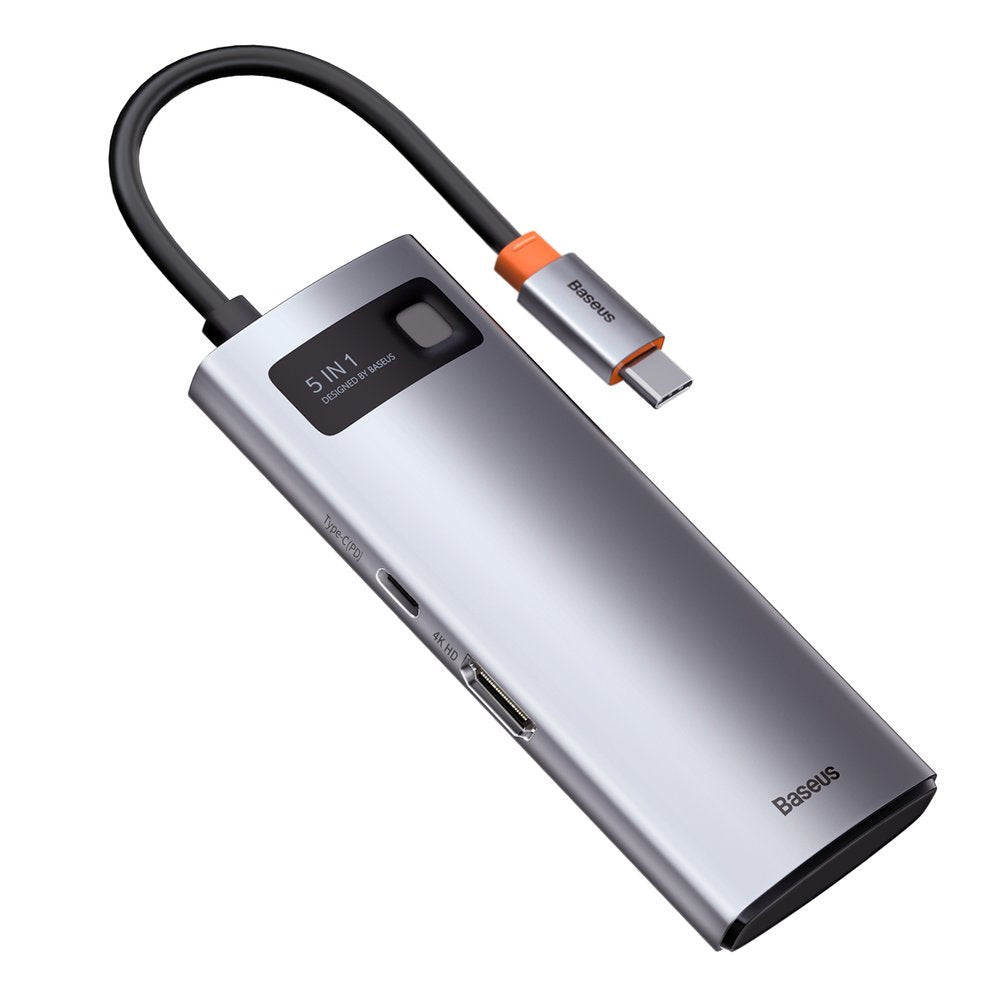 Hub USB-C Baseus Metal Gleam, 3 x USB-A 3.0 - 1 x USB-C - 1 x HDMI, Grå CAHUB-CX0G