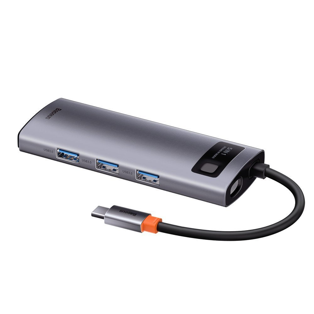 Hub USB-C Baseus Metal Gleam, 3 x USB-A 3.0 - 1 x USB-C - 1 x HDMI, Grå CAHUB-CX0G