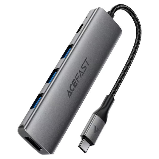 Hub USB-C Acefast J16, 5-i-1, Grå