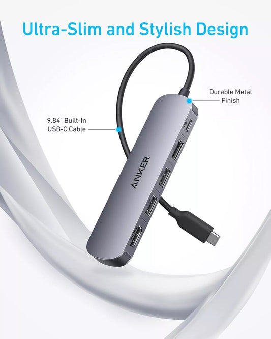Hub USB-C Anker, 2 x USB-A - 1 x USB-A 3.0 - 1 x USB-C - 1 x HDMI, Grå A8357HA0