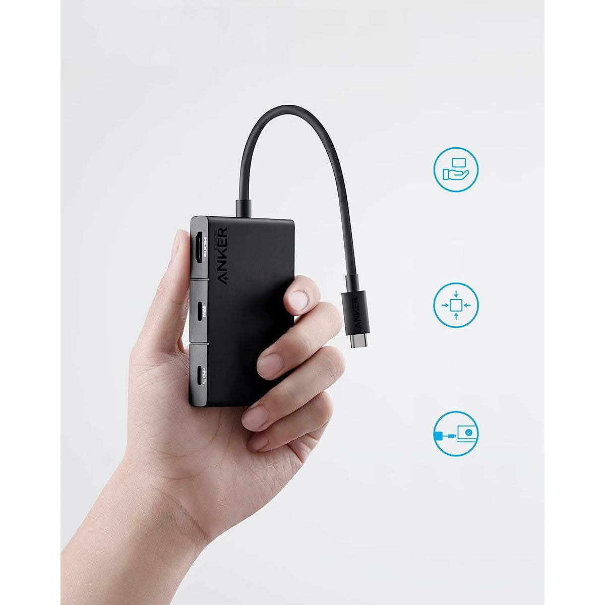 USB-C-hub Anker 332, 2 x USB-A - 2 x USB-C - 1 x HDMI, Svart A8356G11