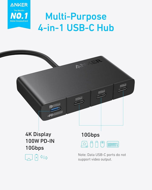 Anker USB-C-nav, 4 x USB-C, svart A8340GA1