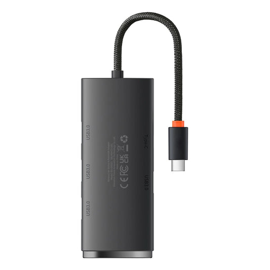Baseus Lite USB-C-nav, 4 x USB-A 3.0 - 1 x USB-C, 0,25 m, svart WKQXX030301