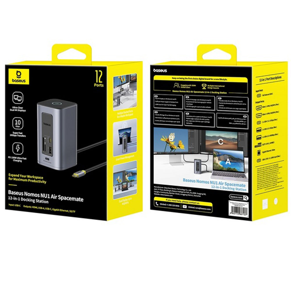 Multifunksjonell Hub Baseus Nomos NU1 Air Spacemate, 12in1, Grå B00061800123-00