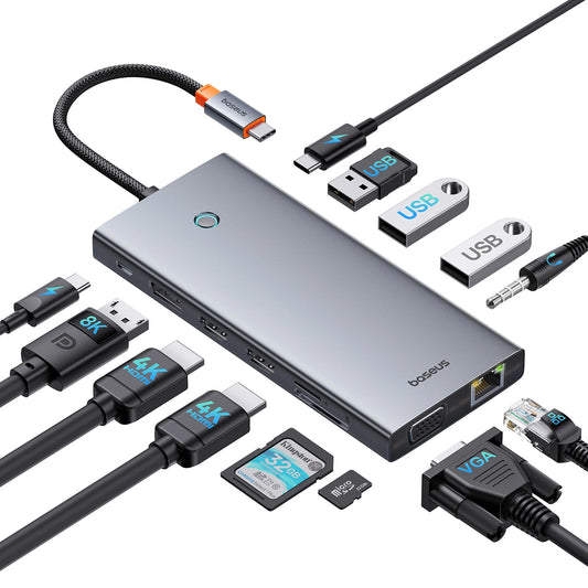 Hub USB-C Baseus PortalJoy, 13i1, Grå B00053002811-01