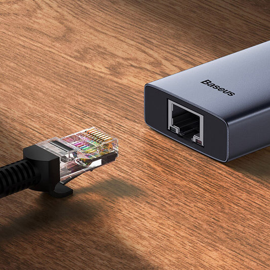 Hub USB-C Baseus UltraJoy, 3 x USB-A 3.0 - 1 x USB-C - 1 x HDMI - 1 x RJ45, Grå B00052807813-00