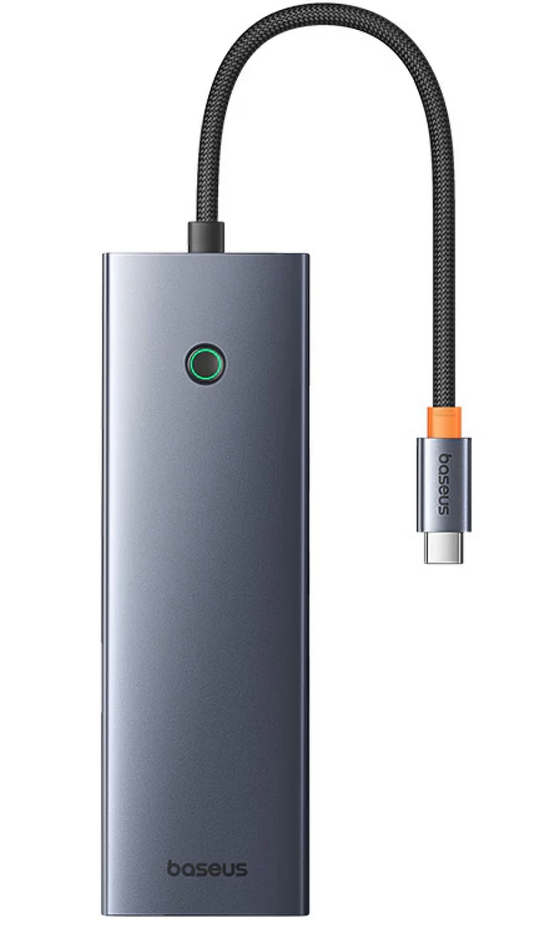 USB-C-hub Baseus UltraJoy, 3 x USB-A 3.0 - 1 x USB-C - 1 x HDMI - 1 x VGA - 1 x 3,5 mm jack - 1 x RJ45 - 1 x SD - 1 x microSD, Grå B0005280C811-00