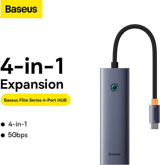 Baseus UltraJoy USB-C-nav, 3 x USB-A 3.0 - 1 x RJ45, grå B0005280A813-00