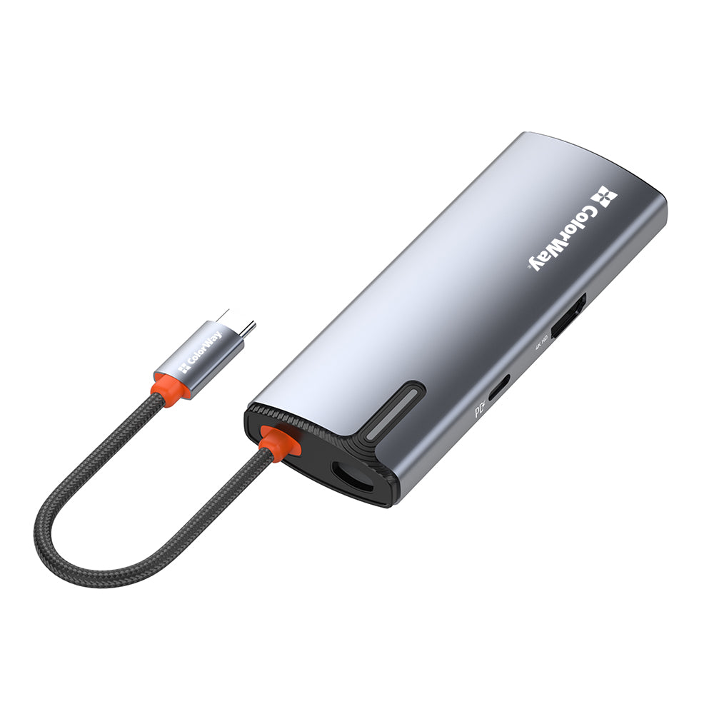 USB-C Hub ColorWay CW-HUB01, 5in1, Sølv