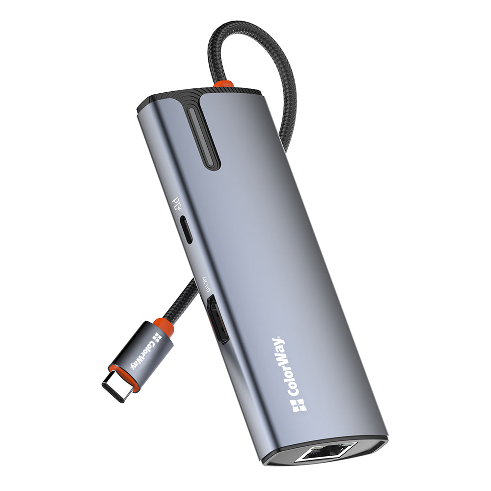Hub USB-C ColorWay CW-HUB02, 6in1, Sølv