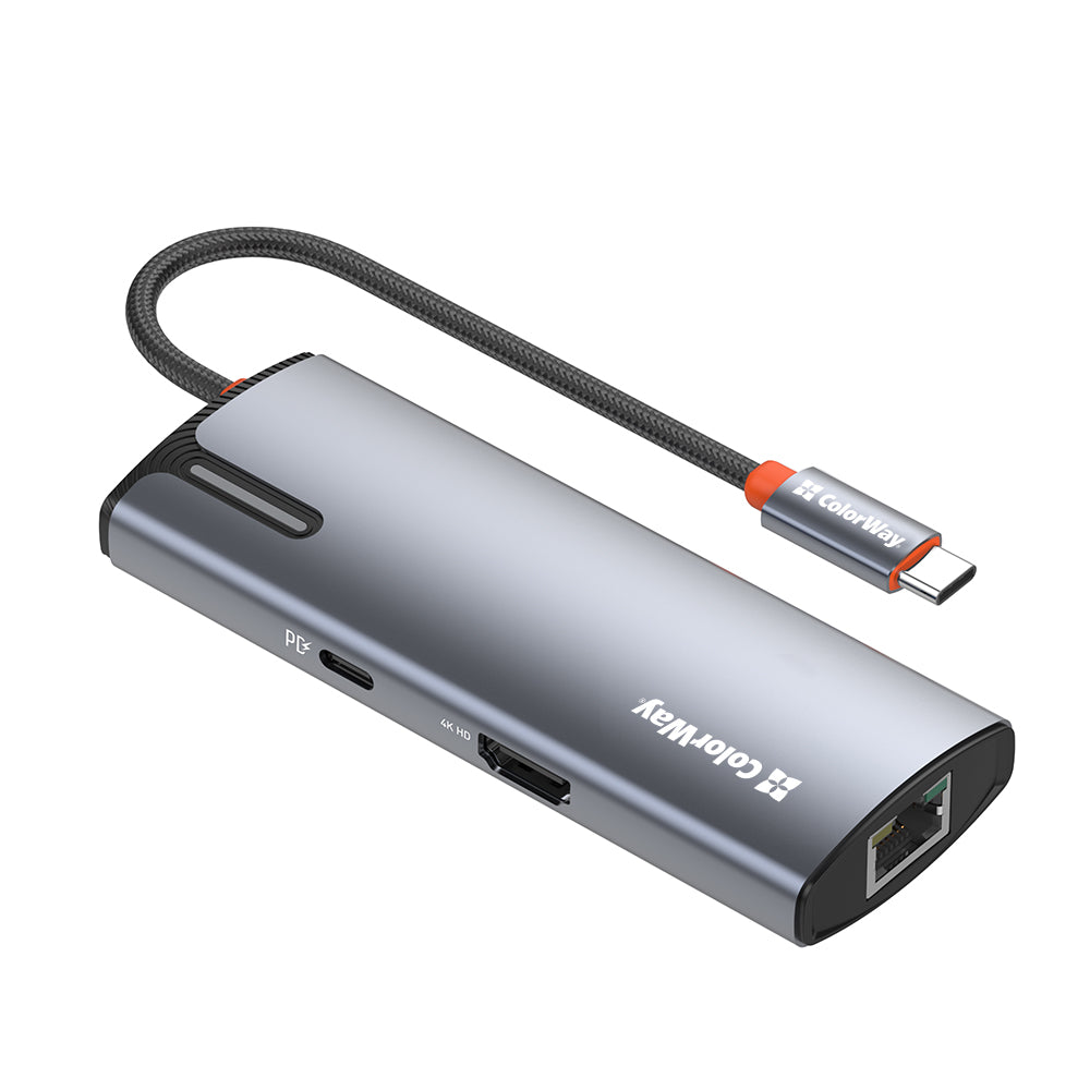 Hub USB-C ColorWay CW-HUB02, 6in1, Sølv