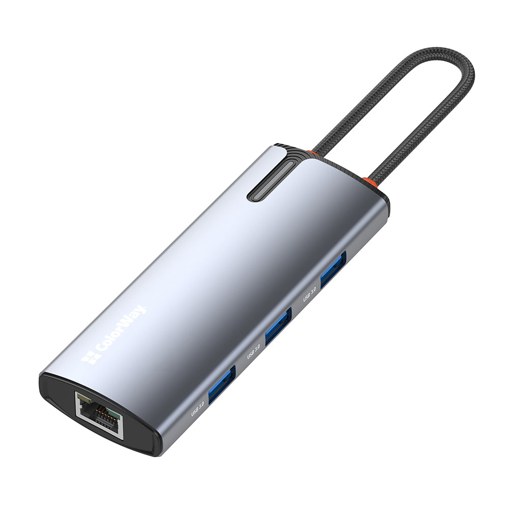 Hub USB-C ColorWay CW-HUB02, 6in1, Sølv
