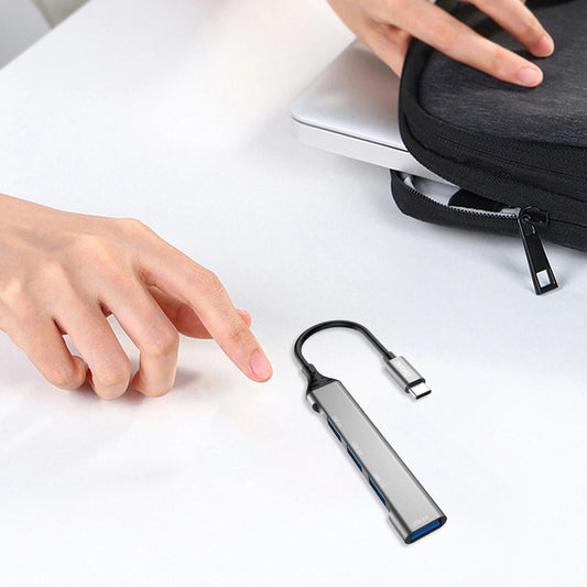 USB-C-nav Dudao A16T, 1 x USB-A 3.0 - 3 x USB-A, svart