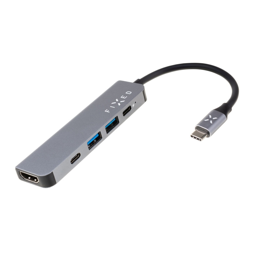 Hub USB-C Fixed, 4in1, Grå