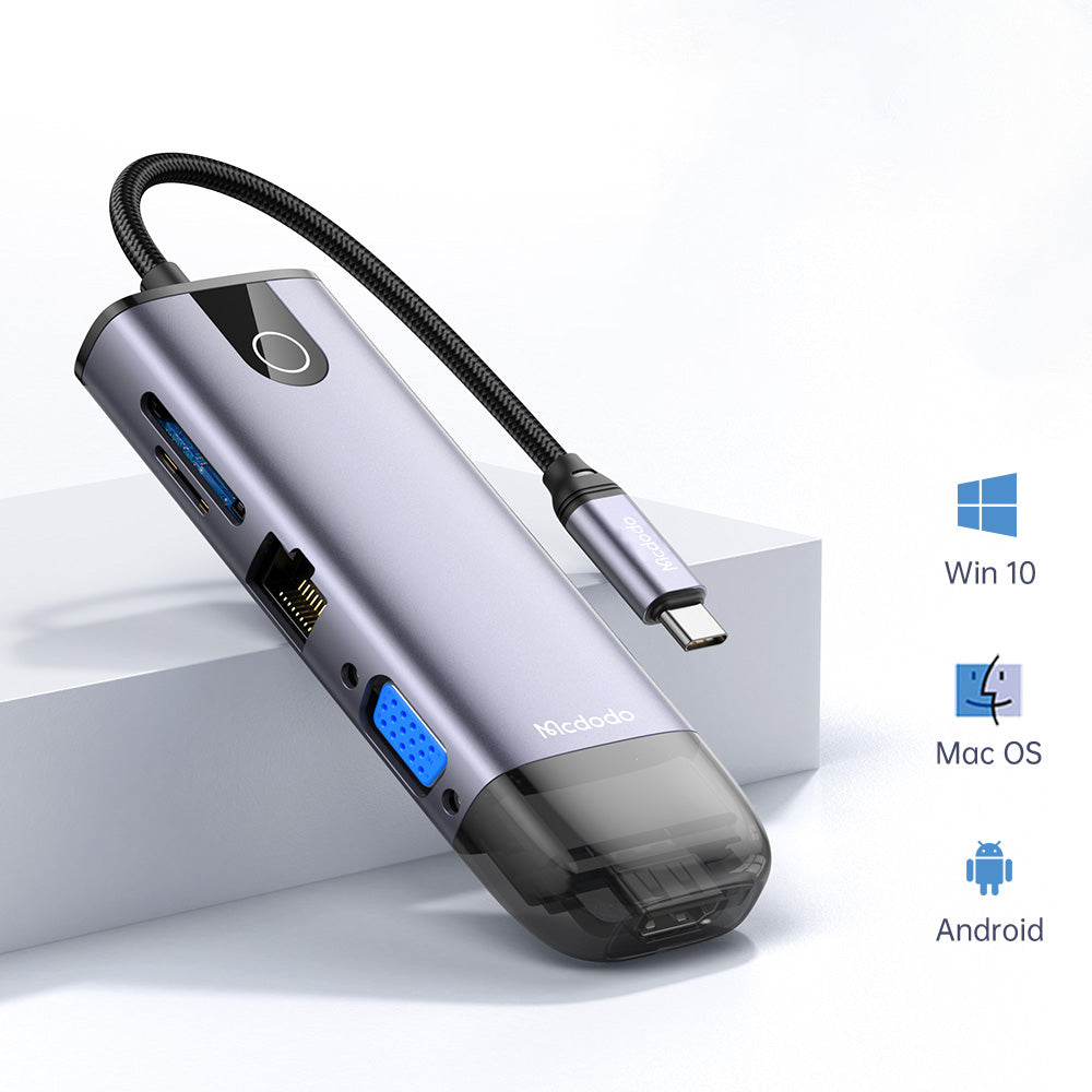 Hub USB-C McDodo HU-7420, 10i1, Grå
