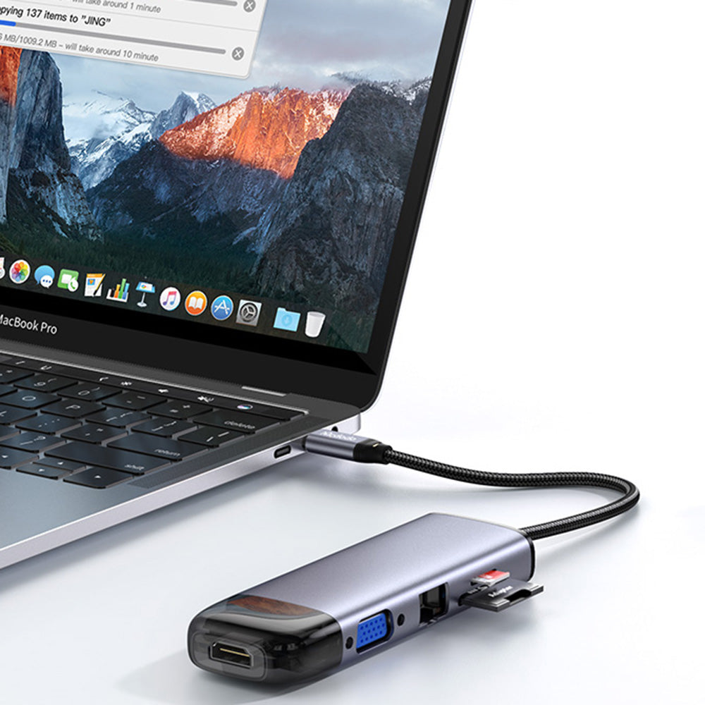 Hub USB-C McDodo HU-7420, 10i1, Grå