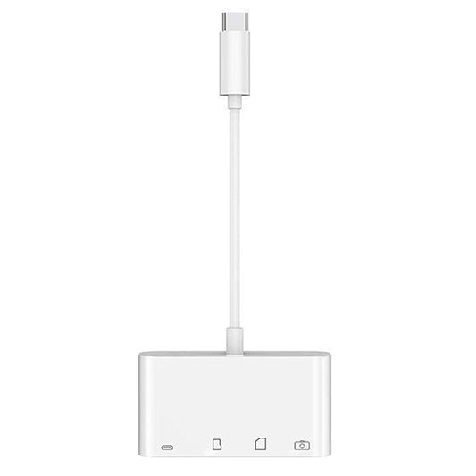 USB-C Hub OEM NK108LTC, 1 x USB-A - 1 x USB-C - 1 x SD - 1 x microSD, Hvit