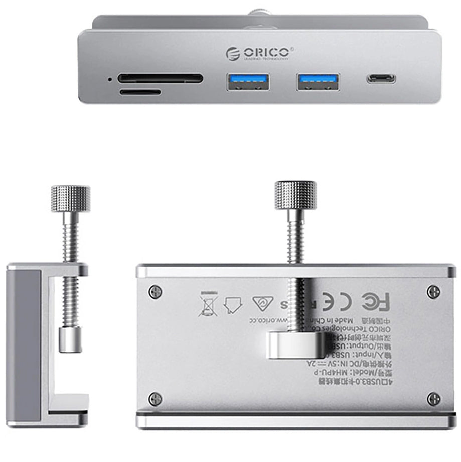 Hub USB-C Orico MH5PC Clamp, 2 x USB-A 3.2 - 1 x USB-C - 1 x SD - 1 x microSD, Sølv