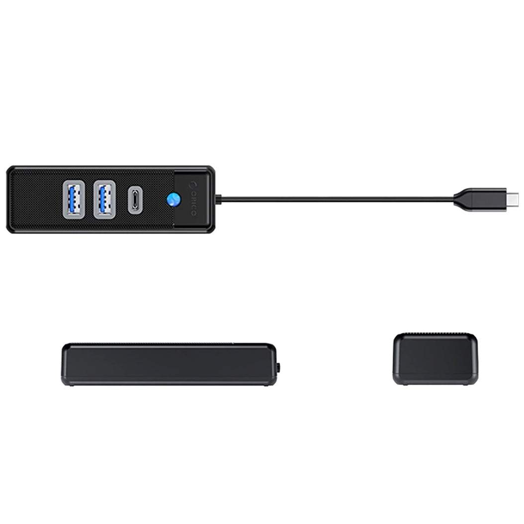 Hub USB-C Orico PWC2U-C3, 2 x USB-A 3.0 - 1 x USB-C, Svart