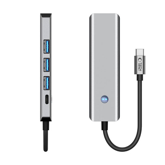 Hub USB-C Tech-Protect HB01, 1 x USB-A 3.0 - 2 x USB-A - 1 x USB-C - 1 x HDMI, Grå