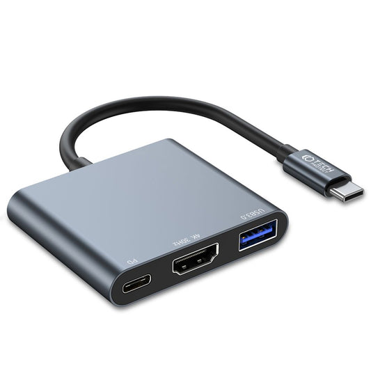 USB-C Hub Tech-Protect V1, USB-A 3.0 - 1 x USB-C - 1 x HDMI, Grå