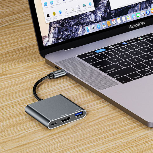 USB-C Hub Tech-Protect V1, USB-A 3.0 - 1 x USB-C - 1 x HDMI, Grå