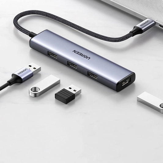 Hub USB-C UGREEN CM473, 4 x USB-A 3.0, 0.15m, Grå