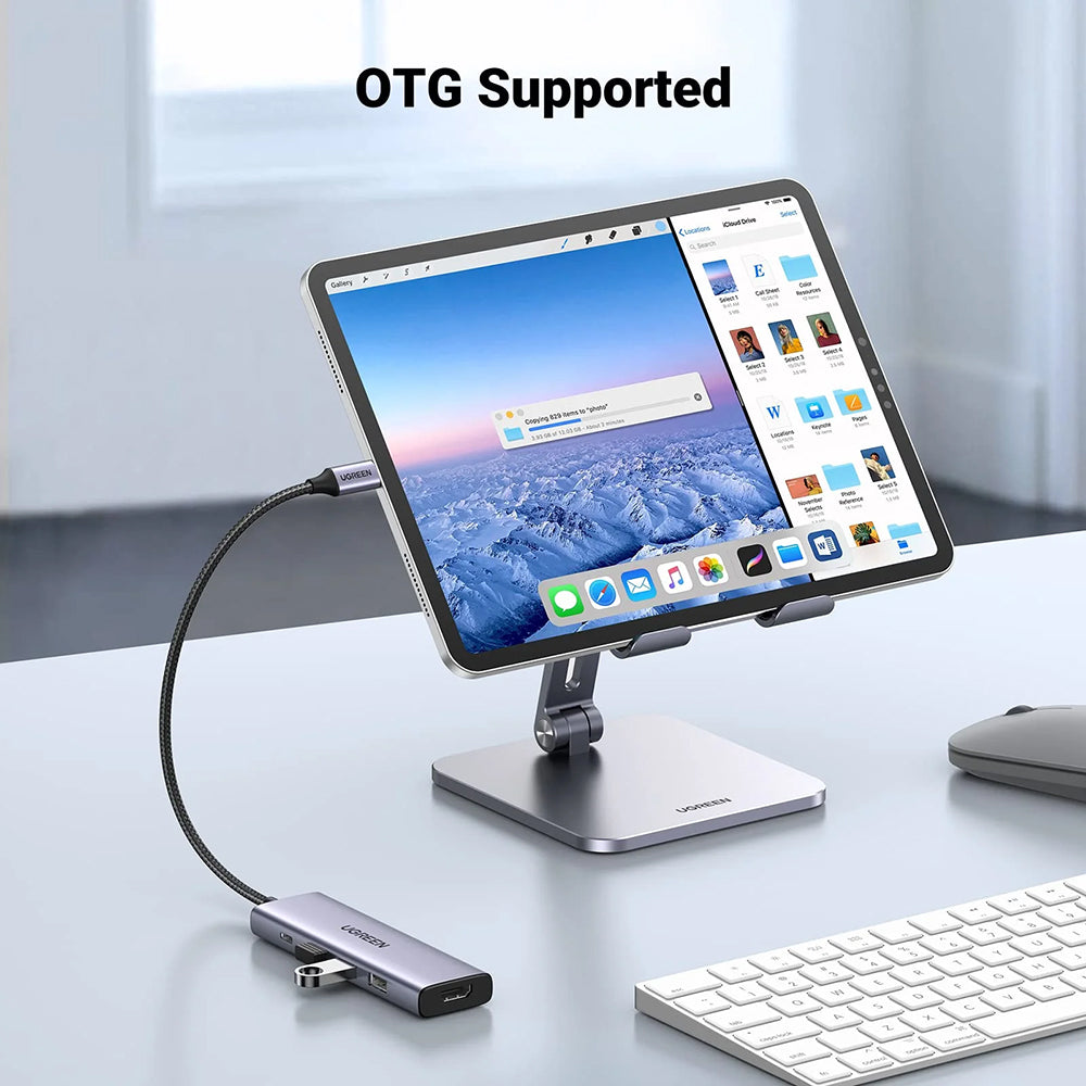 Hub USB-C UGREEN CM511 (15596), 3 x USB-A 3.0 - 1 x USB-C - 1 x HDMI, Grå