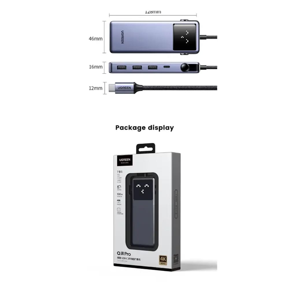 Hub USB-C UGREEN CM888 (45155) Uno, 6in1, Grå
