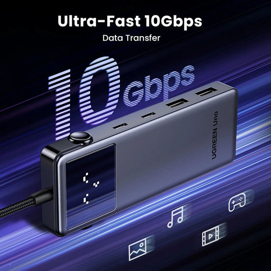 USB-C Hub UGREEN Uno (75177), 2 x USB-A 3.2 - 3 x USB-C - 1 x HDMI, Grå