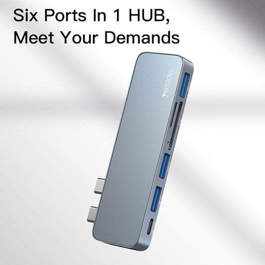 USB-C-hub Yesido HB10 for Apple MacBook Pro / Air, 6in1, Grå