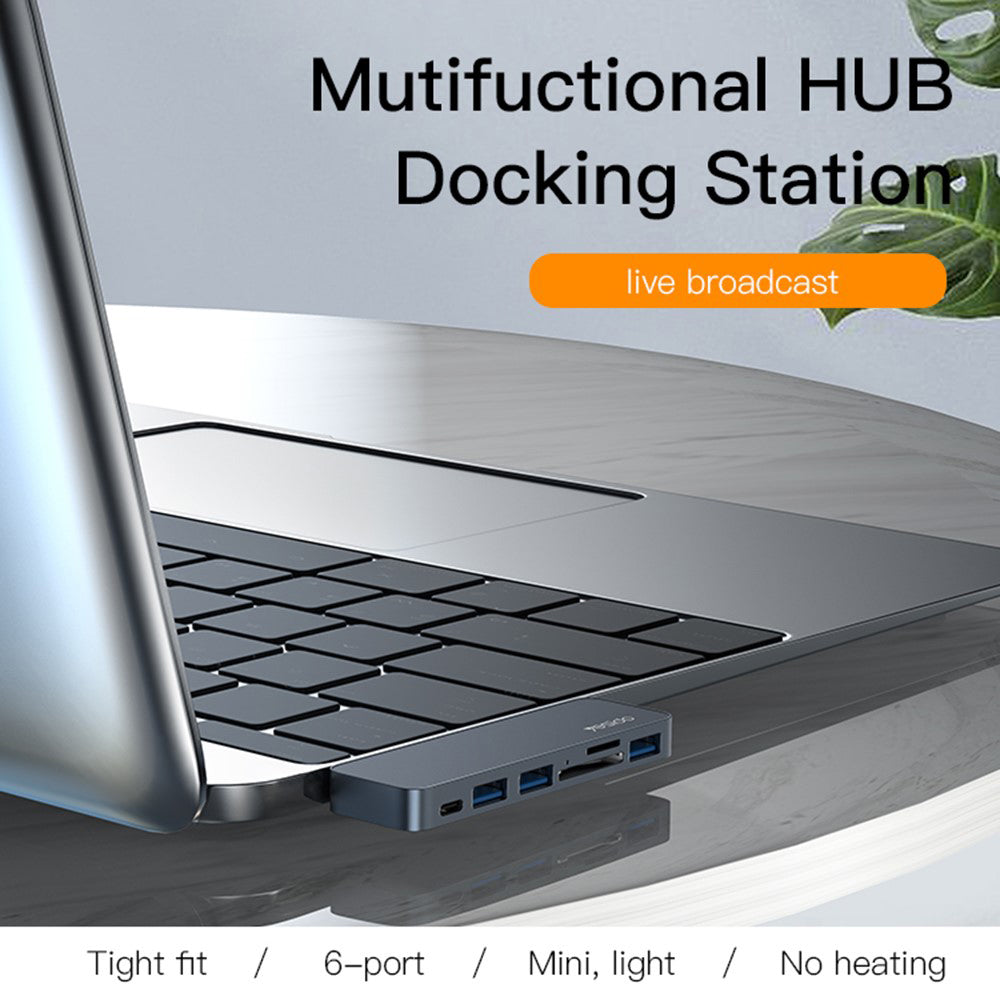USB-C-hub Yesido HB10 for Apple MacBook Pro / Air, 6in1, Grå