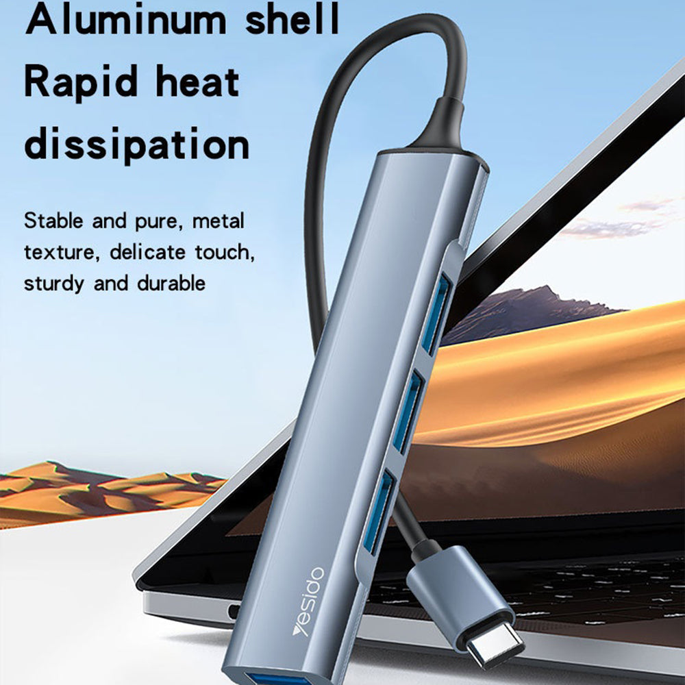 Hub USB-C Yesido HB17, 4in1, Grå