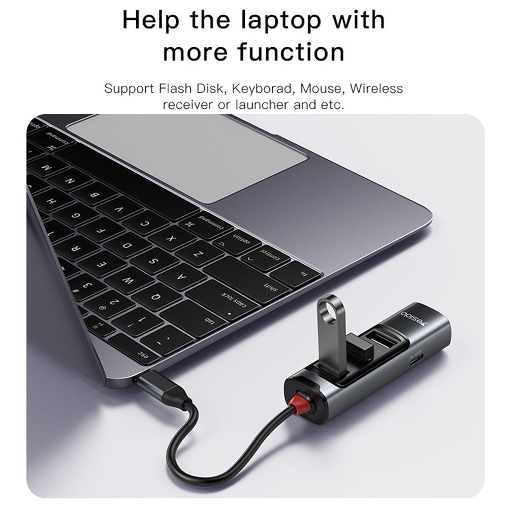 Hub USB-C Yesido HB22, 5in1, Grå