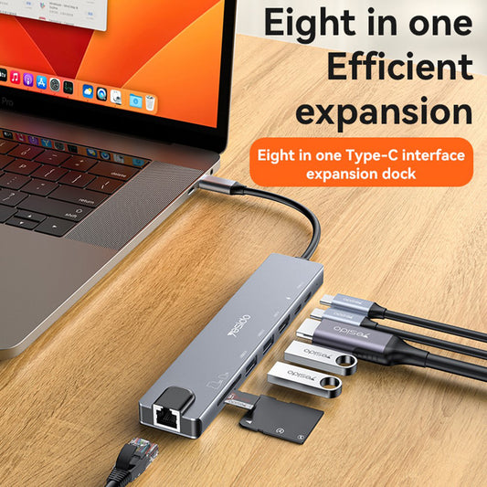 Hub USB-C Yesido HB27, 8in1, Grå