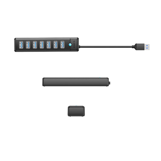 USB-hub Orico PW7U-U3, 7 x USB-A 3.0 - 1 x USB-C, Svart