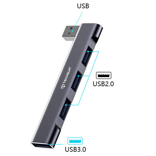 Hub USB Techsuit H14 ZenithDock, 4in1, Grå