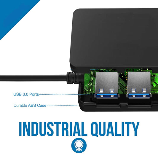 USB-hub Techsuit H15 QuantumNode, 4-i-1, Svart