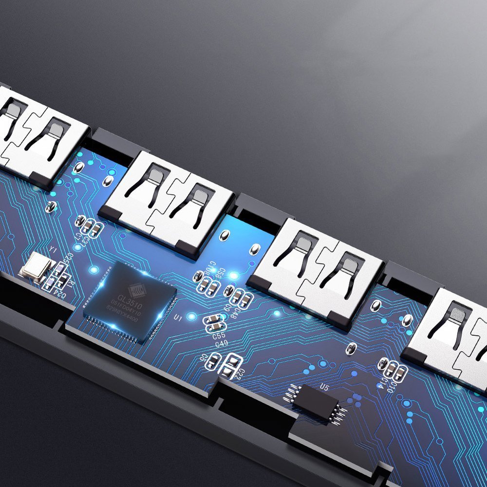 Hub USB UGREEN CM219, 4 x USB-A 3.0 - 1 x USB-C, Grå