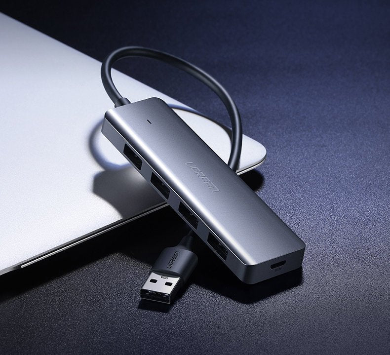Hub USB UGREEN CM219, 4 x USB-A 3.0 - 1 x USB-C, Grå
