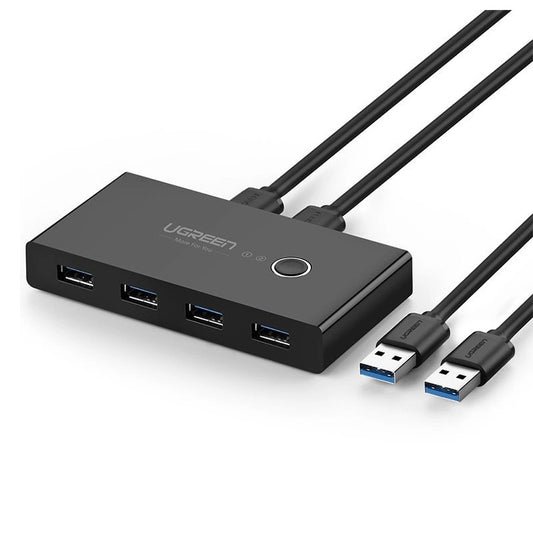 USB-hub UGREEN US216 To-delingsbryterboks, 4 x USB-A 3.0, svart