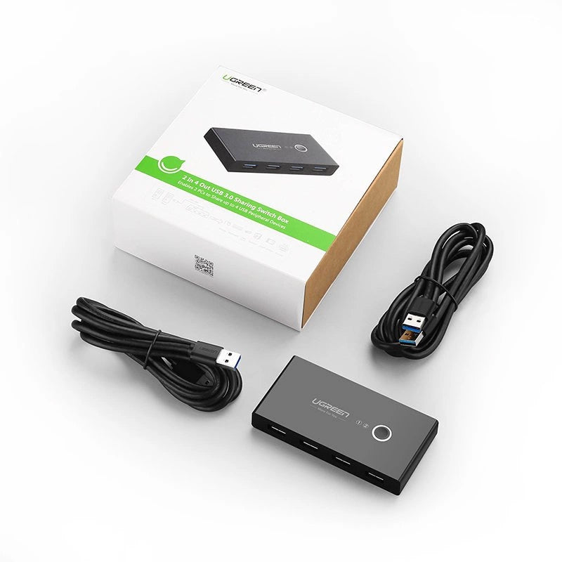 USB-bryter UGREEN US216 (30768) Two Sharing Box, 4 x USB-A 3.0, Svart