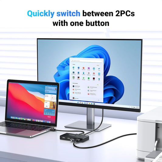 USB-hub UGREEN US216 Two Sharing Switch Box, 4 x USB-A, svart