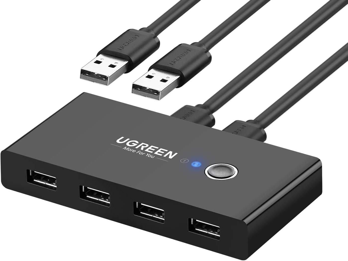 USB-hub UGREEN US216 Two Sharing Switch Box, 4 x USB-A, svart
