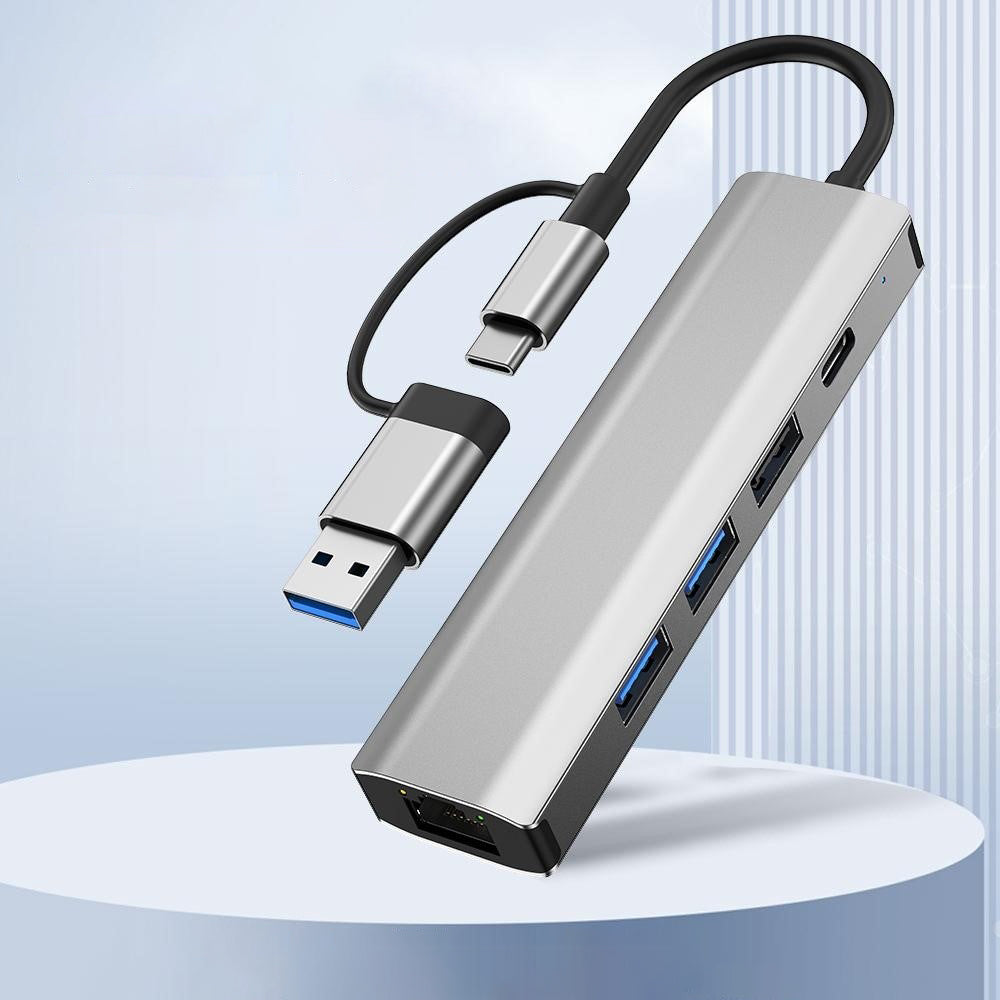 USB-hub / USB-C Techsuit H3 BoostNetLink, 5-i-1, Grå