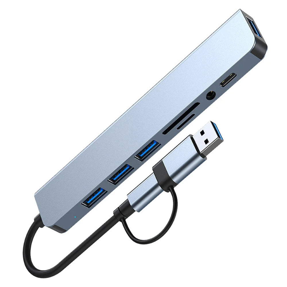 Hub USB / USB-C Techsuit H9 DataBridge, 8in1, Grå