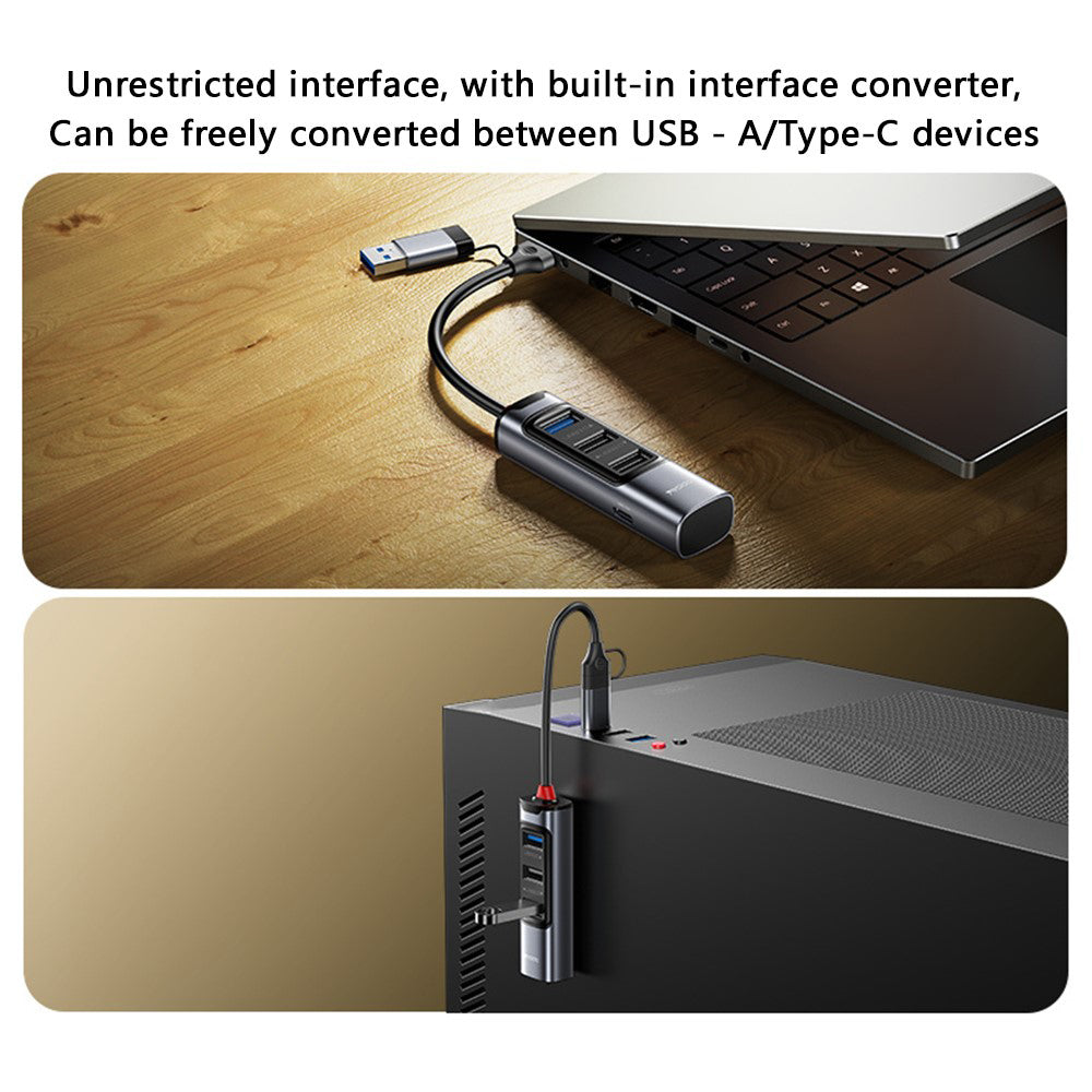 USB / USB-C-hub Yesido HB19, 4-i-1, Grå