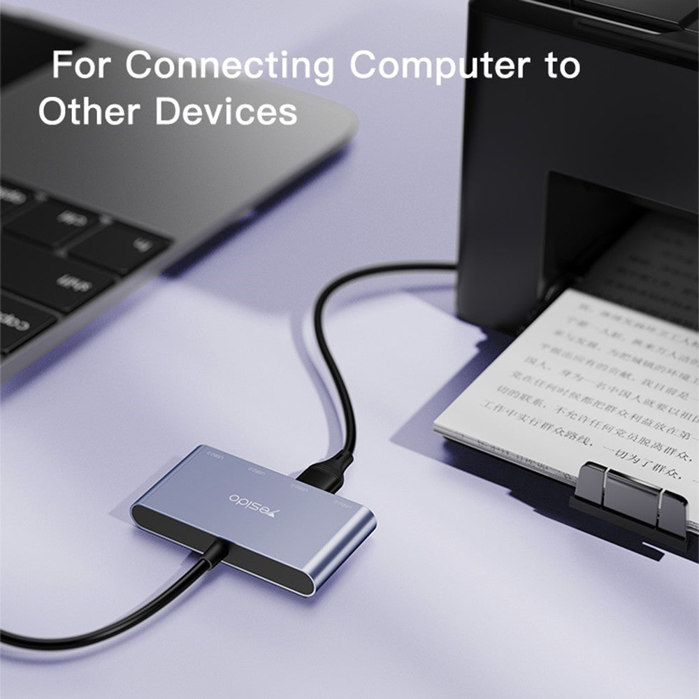 USB-hub Yesido HB12, 4i1, Grå
