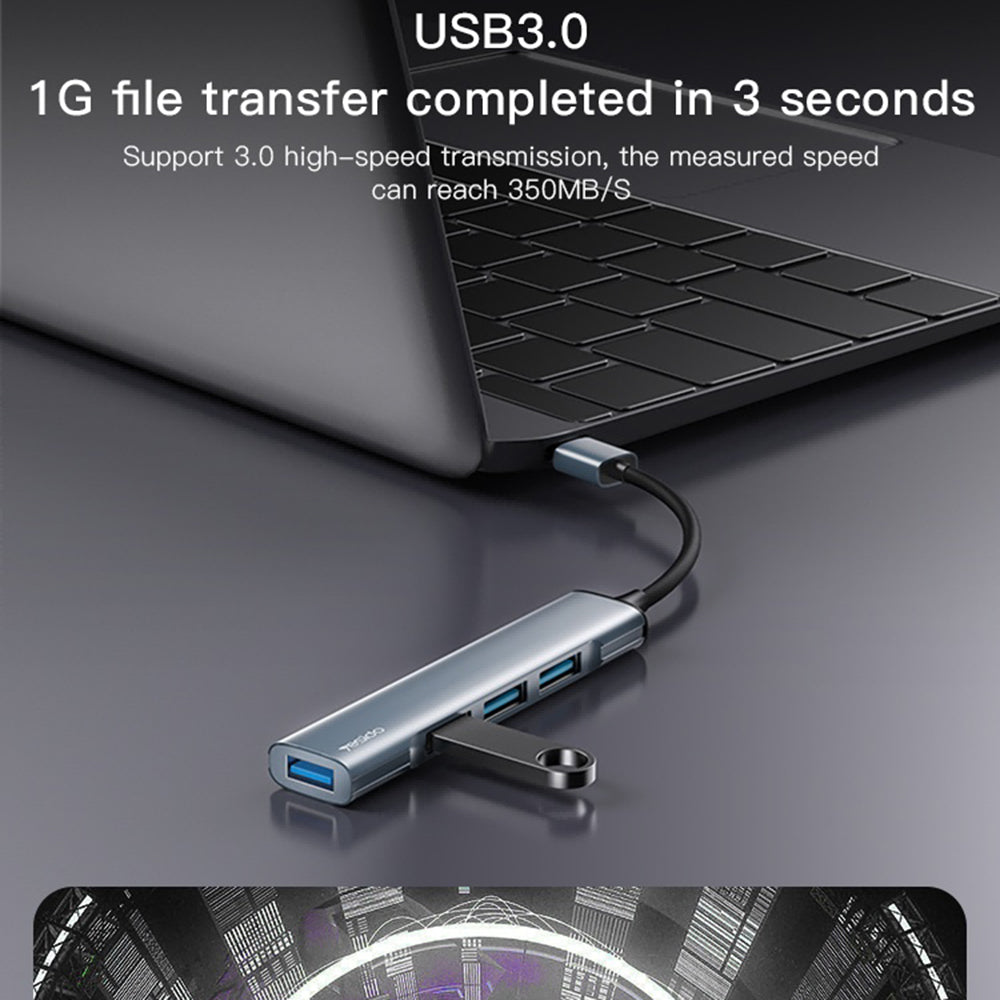 USB-hub Yesido HB18, 4i1, Grå