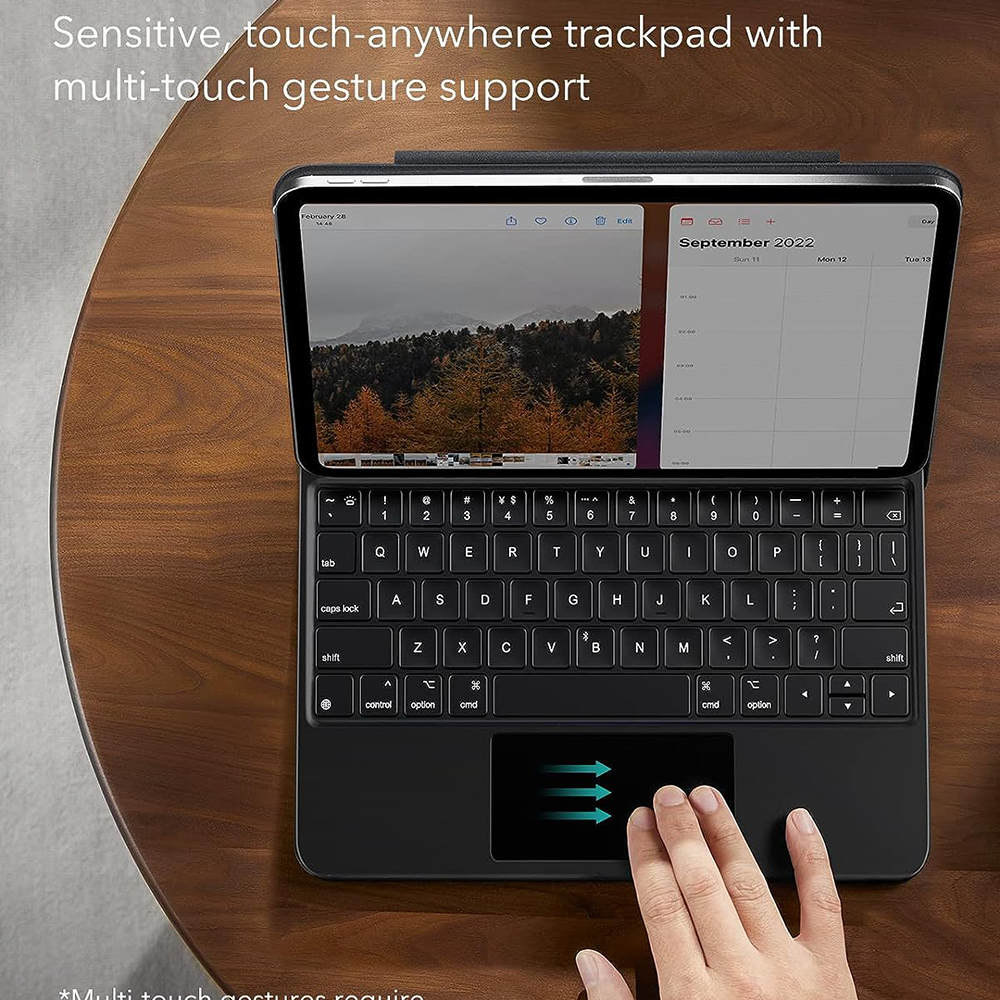 Tastaturdeksel for Apple iPad (2025) / (2022), ESR, Rebound, Svart, Reseglet